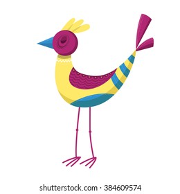 Vector illustration of bird, hen. One of 9 set of birds and hens. Can be used for spring and easter cards, illustrations, ...