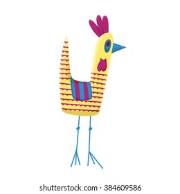Vector illustration of bird, hen. One of 9 set of birds and hens. Can be used for spring and easter cards, illustrations, ...