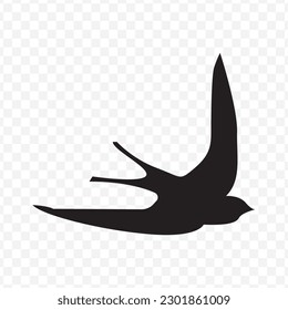 Vector illustration of bird icon in dark color and transparent background(png).