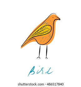 Vector illustration bird isolated on white.