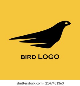 ilustración vectorial del logotipo de ave con contorno negro y fondo dorado y editable. adecuado para marcas, plantillas y otros