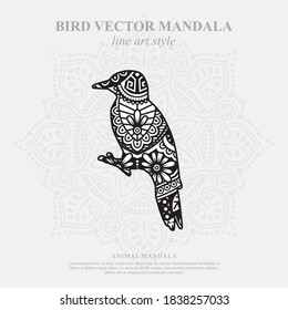 Vektorgrafik einer Vogel-Mandala zum Färben von Buch. Vogel Mandala für Silhouette Cameo und Cricut.
