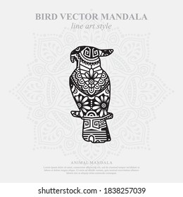 Ilustración vectorial de una mandala de pájaro para el libro de colorear. Mandala de pájaro para Silhouette Cameo y Cricut.