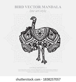 Ilustración vectorial de una mandala de pájaro para el libro de colorear. Mandala de pájaro para Silhouette Cameo y Cricut.