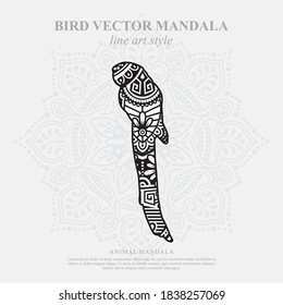 Vector illustration of a bird mandala for coloring book. Bird Mandala for Silhouette Cameo and Cricut.