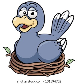 Vector illustration of bird in a nest