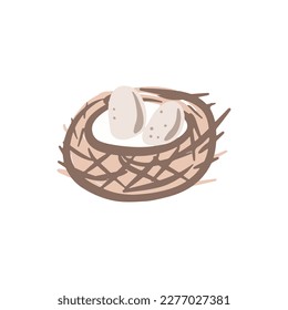 Vector illustration of bird nest isolated on white background.