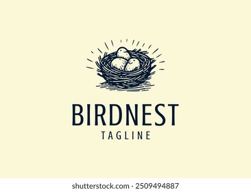 Ilustración vectorial de Diseño de Logo de Nido de Pájaro