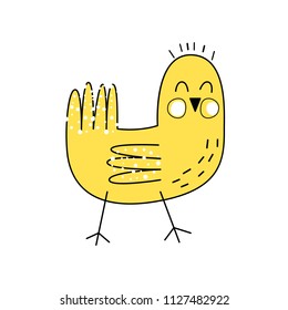 Vector illustration of a Bird. Nice background. Hand drawn style. Scandinavian motives
