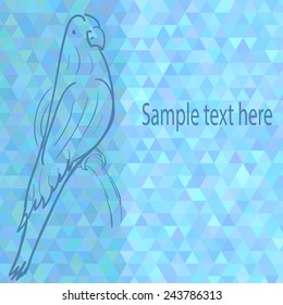 Vector illustration bird on blue mosaic crystal background