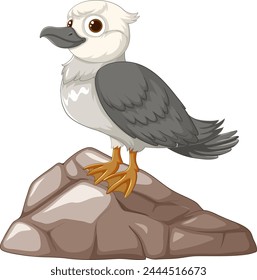 Vector illustration of a bird on a stone