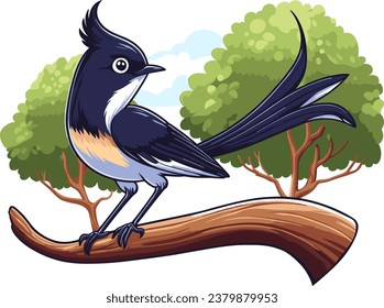 Vector Illustration Of Bird On a Tree