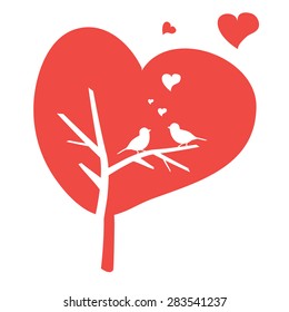 vector illustration of the bird on tree