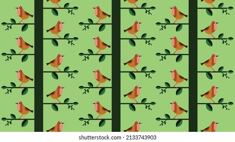 vector illustration of a bird perching on a tree branch. can be used for illustration, desktop, mockup, pattern, background