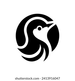 Vector illustration of bird silhouette facing right side in black color EPS FIle