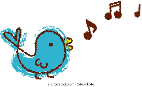 Vector illustration of a bird singing