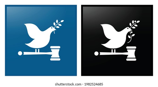 vector illustration of a bird sitting on a hammer. Peace, justice and strong institutions icon. Corporate social responsibility.  
 