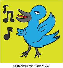 vector illustration of a bird that sings proudly