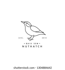 Vector illustration bird in trendy linear style. Nuthatch logo isolated on white background