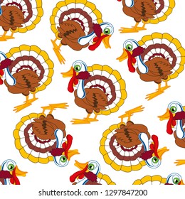 Vector illustration of the bird turkey pattern on white background is insulated