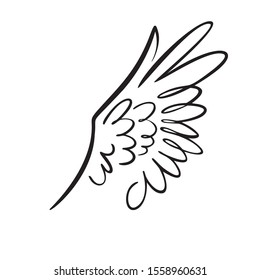 Vector illustration of Bird wing white feathers dove swan angel