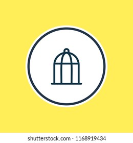 Vector illustration of birdcage icon line. Beautiful fauna element also can be used as cage icon element.