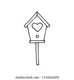 
Vector illustration of birdhouse for birds with a heart. Doodle style. Eps 8.