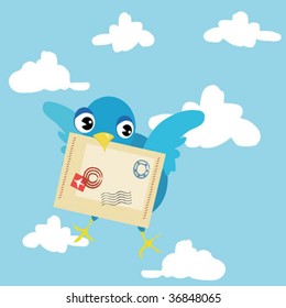 Vector illustration with bird-postman