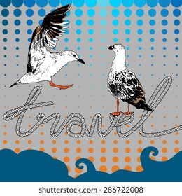 Vector illustration with birds