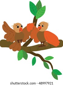 The vector illustration with birds