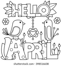 Vector Illustration Birds Coloring Page Stock Vector (Royalty Free ...