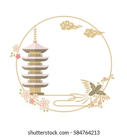 Vector illustration of birds and flowers