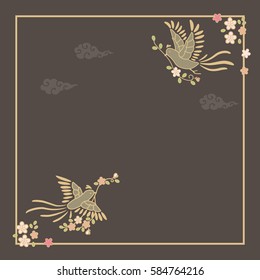Vector illustration of birds and flowers