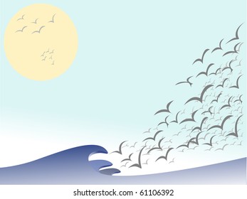 vector illustration - birds flying