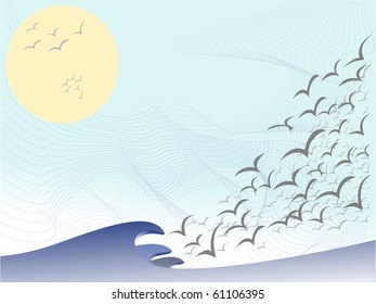 vector illustration - birds flying