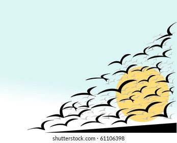 vector illustration - birds flying