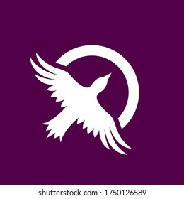 vector illustration of a bird's graphic and circle symbol - Isolated on a purple background, just add your name to your design, logo design