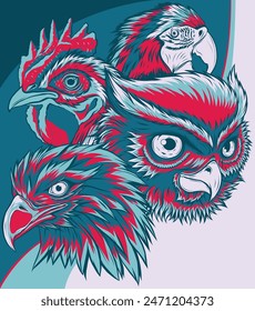 vector illustration of birds head on white background
