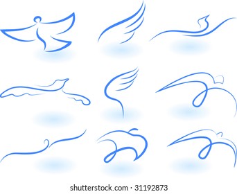 Vector illustration of birds - icon set number 5.
