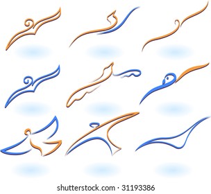 Vector illustration of birds - icon set number 7.