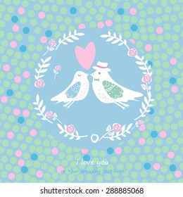 Vector illustration with birds in love.
