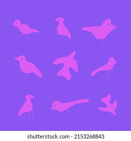 Vektorgrafik von Vogelsilhouetten. Reihe von Vögeln.