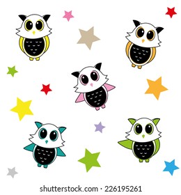 Vector illustration birds and star 