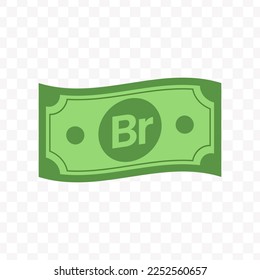 Vector illustration of birr ethiopia banknote in green color on transparent background (PNG).