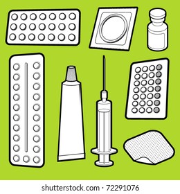 Vector Illustration Of Birth Control Medicine