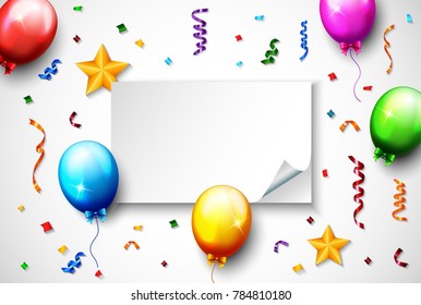 Vector illustration of Birthday Balloon With Confetti Background