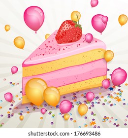 Vector Illustration of a Birthday Cake