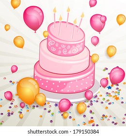 Vector Illustration of a Birthday Cake
