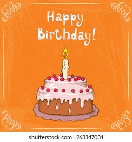 Vector illustration with birthday cake