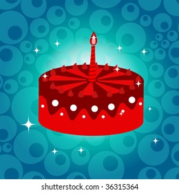 Vector illustration of birthday cake with the candle.